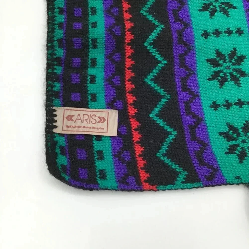 Reversible Christmas Scarf Scandinavian Nordic Vibes Snowflake Winter Fair Isles